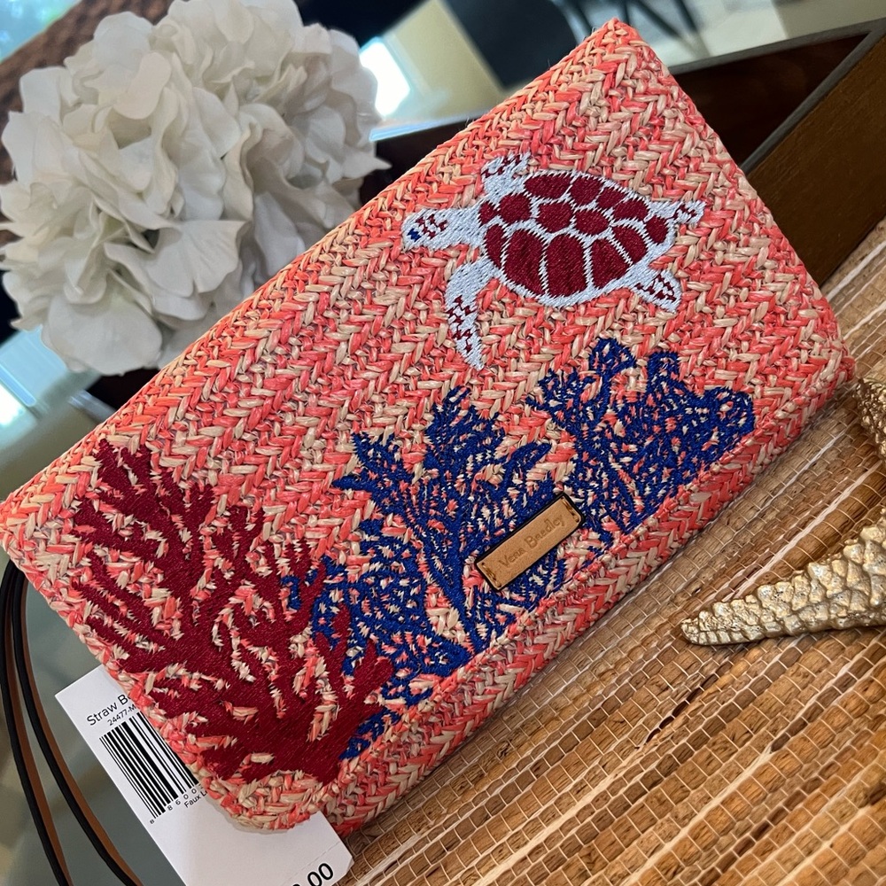 BNWT vera Bradley Beach Coastal Raffia clutch